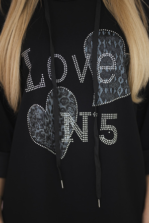 Bluza wiskozowa oversize Love czarna