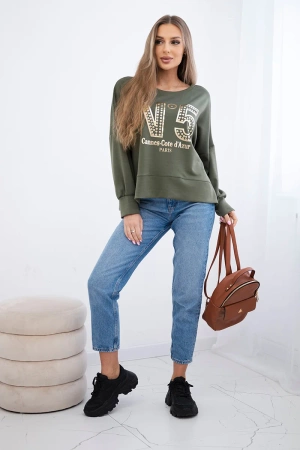 Bluza z nadrukiem masełko - khaki