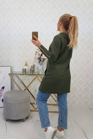 Bluza z ozdobną taśmą khaki