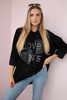 Bluza wiskozowa oversize Love czarna