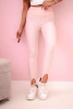 Legginsy damskie z otworami na pięty, wysoki stan pudrowy róż