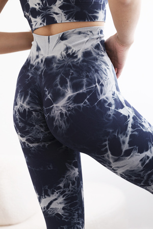 Komplet fitness top z regulowanymi ramiączkami + legginsy push up granatowy